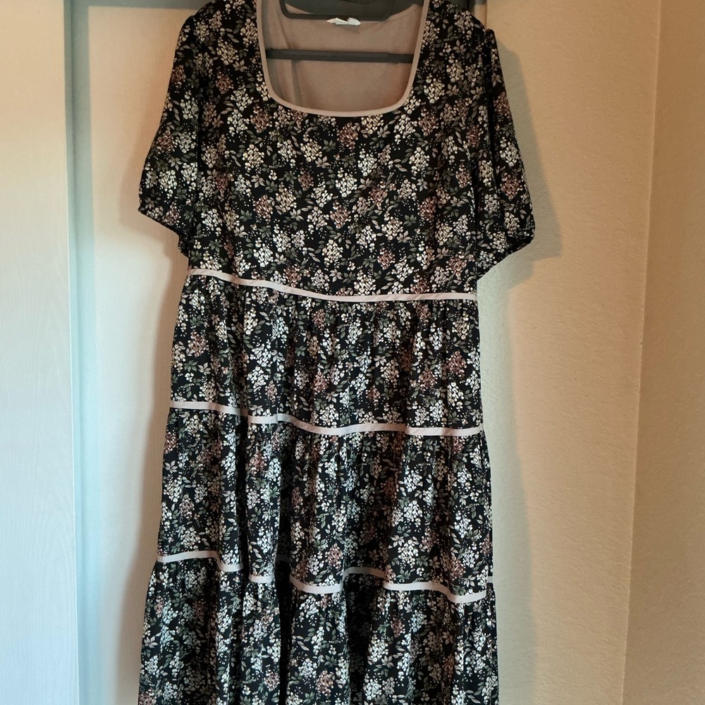 Orange Creek Black Floral Casual Dress